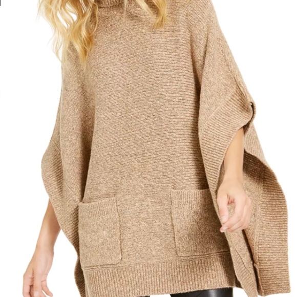 Michael Kors Turtleneck Poncho Sweater Gray Knit | Size M - Picture 1 of 6
